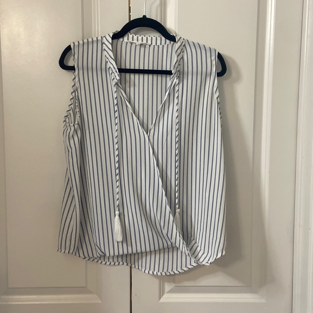 Olivaceous - white and blue strip blouse
